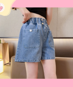Quần short jean lưng chun phong cách Hàn Quốc cho bé gái - Thoải mái và thời trang