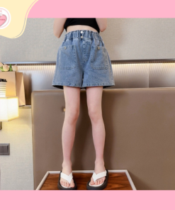 Quần short jean lưng chun phong cách Hàn Quốc cho bé gái - Thoải mái và thời trang