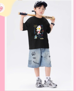 Quần jean ngố unisex in graffiti năng động