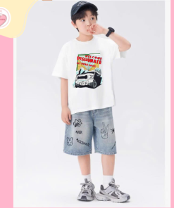 Quần jean ngố unisex in graffiti năng động