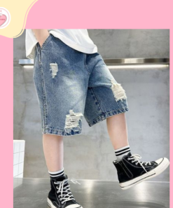 Quần denim lửng rách sành điệu cho bé năng động
