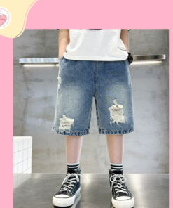 Quần denim lửng rách sành điệu cho bé năng động