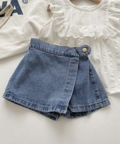 Chân váy bò vạt chéo